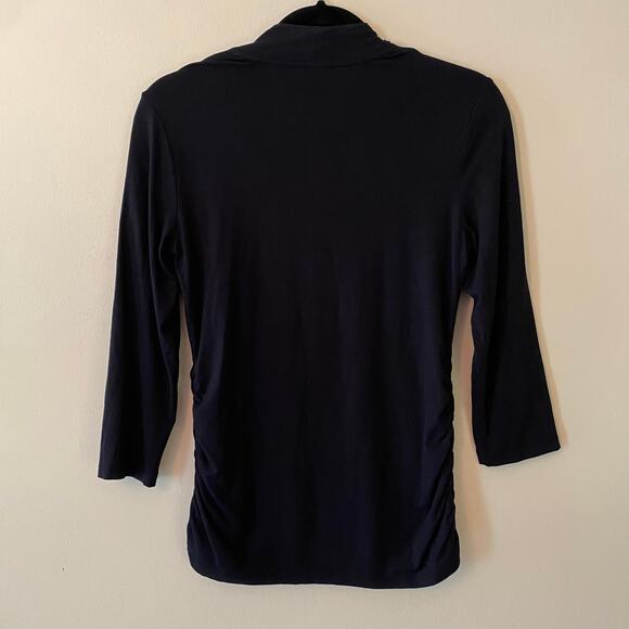 Hobbs London Women's size Small Maternity Navy Blue Rouched 3/4 Sleeve Top - Picture 5 of 7